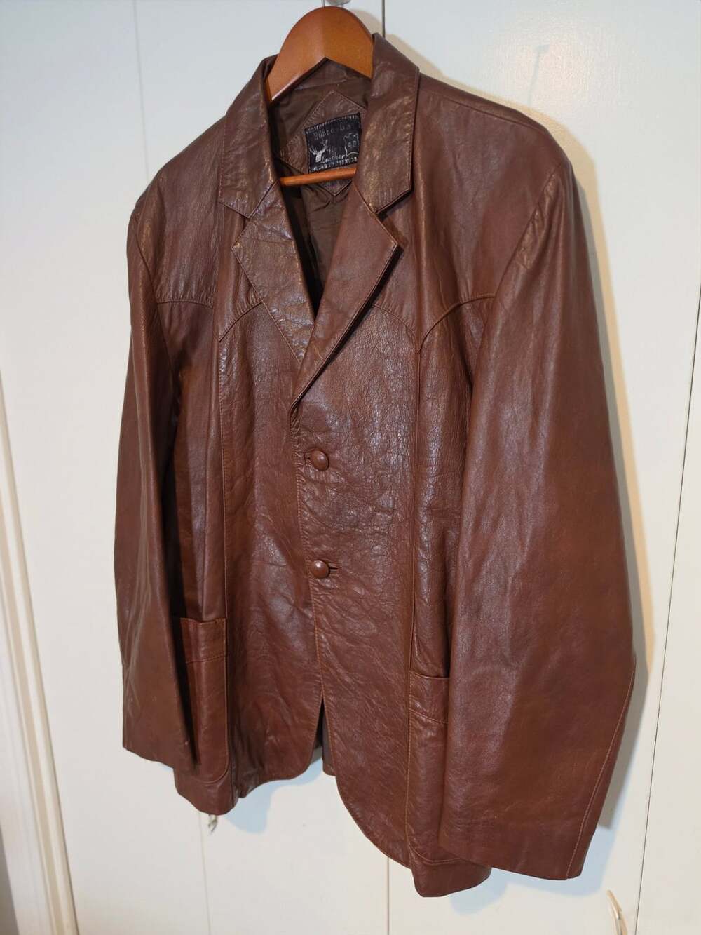 Rober O's Vintage Brown Leather Western Style Blazer Jacket